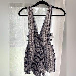 Blue and white Paisley romper